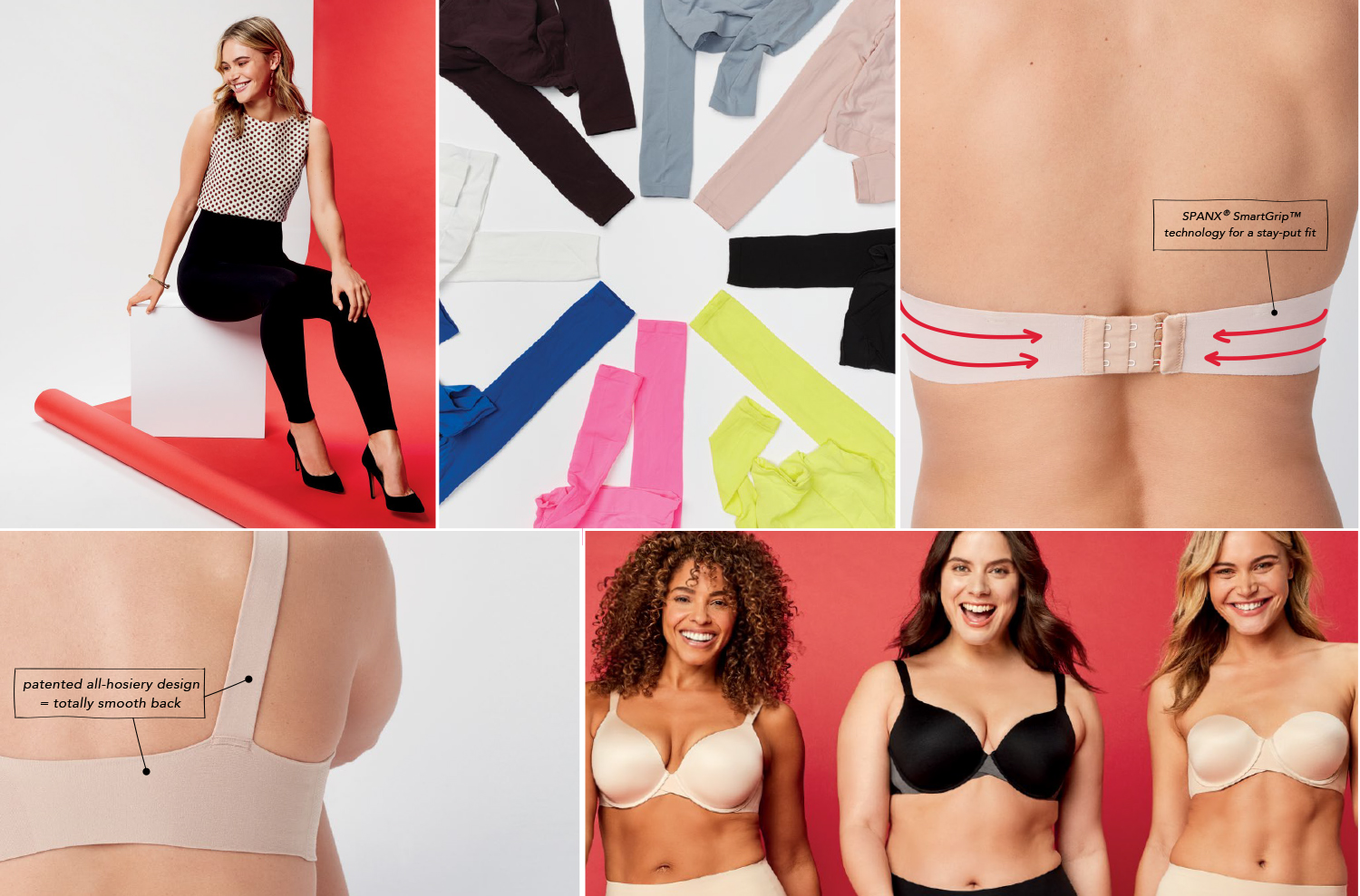 An eye-catching full-page print ad features the Up for Anything Strapless Bra.