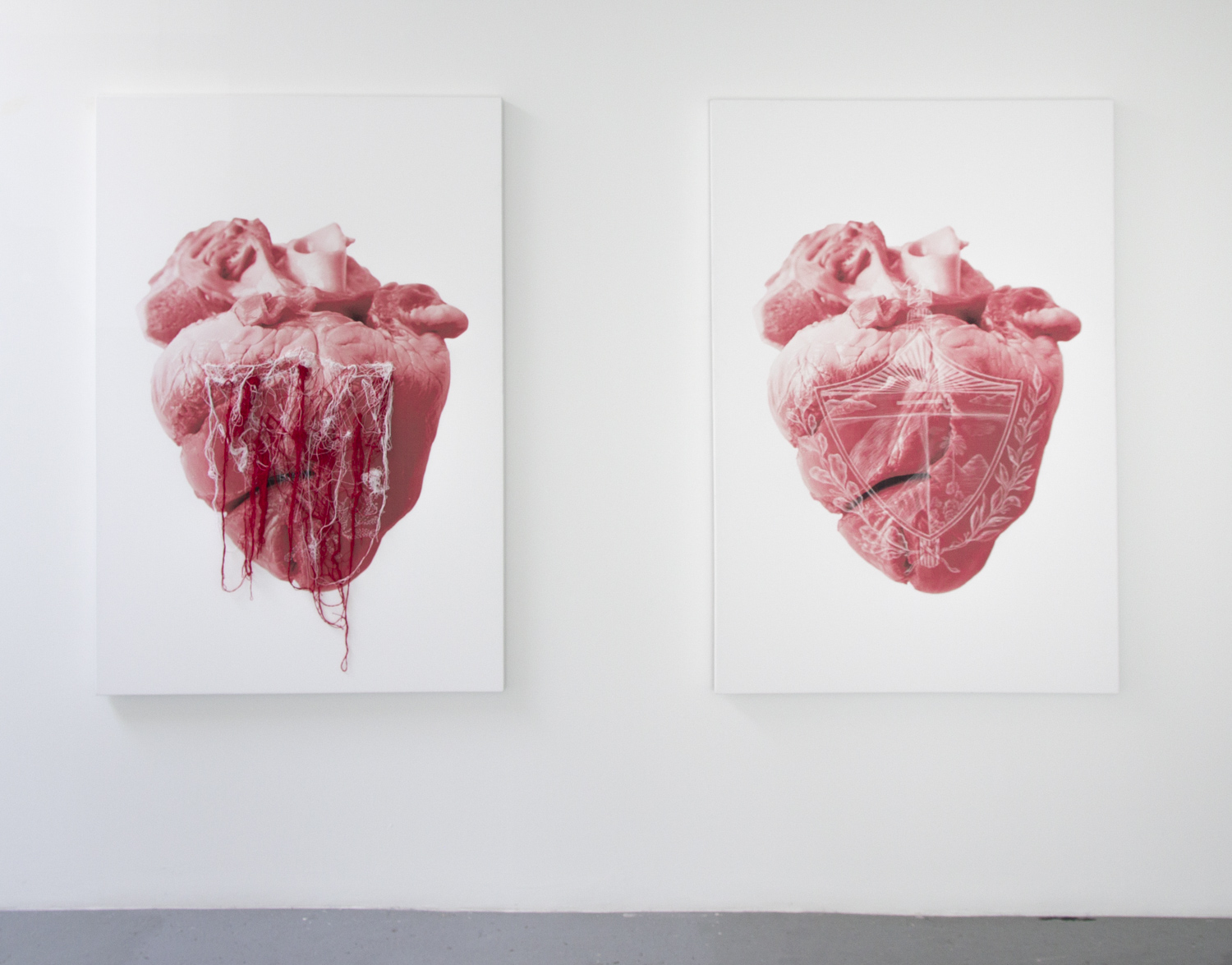 Core #1 and Core #2 , 2016, 60 x 40 inches each, digital print, string, canvas