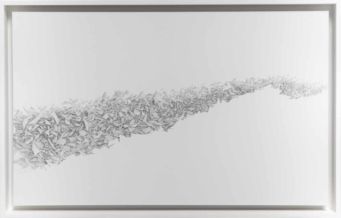 Manifold, 2016, 17.75 x 27.75 inches framed, lead, paper on panel