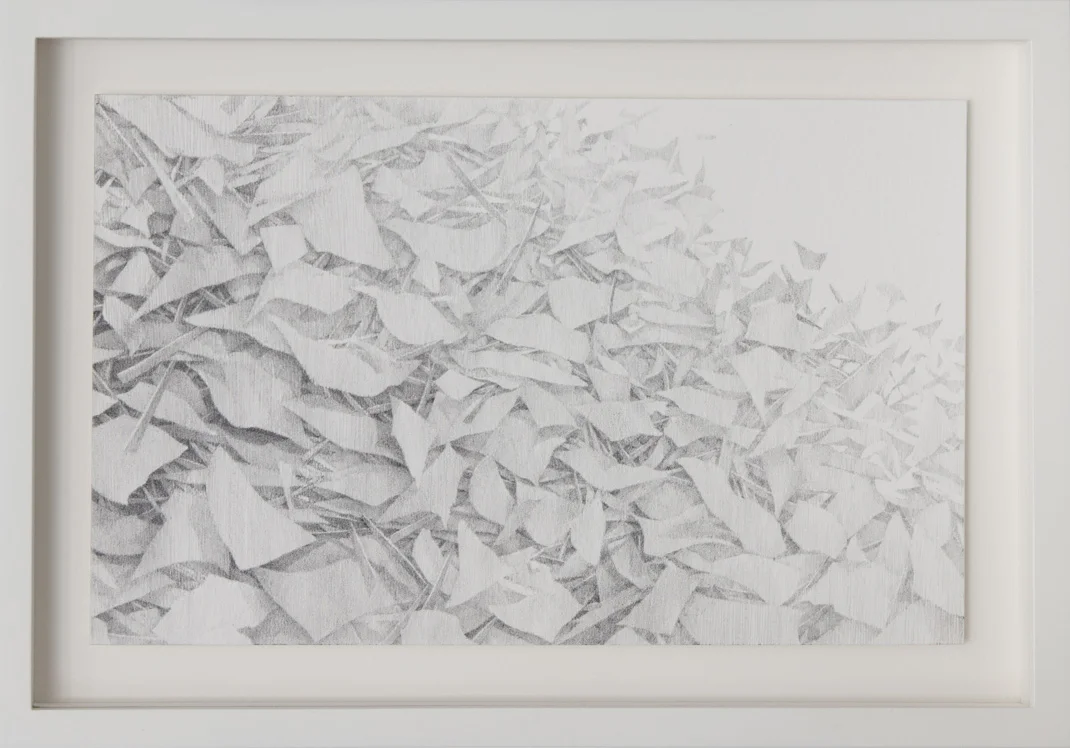 Untitled, 2016, 6.75 x 9.75 inches framed, lead, paper on panel