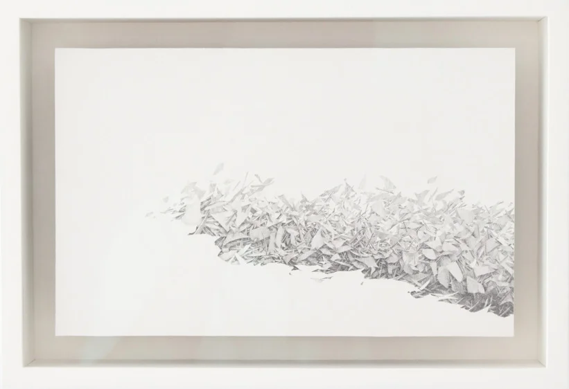 Untitled, 2016, 6.75 x 9.75 inches framed, lead, paper on panel