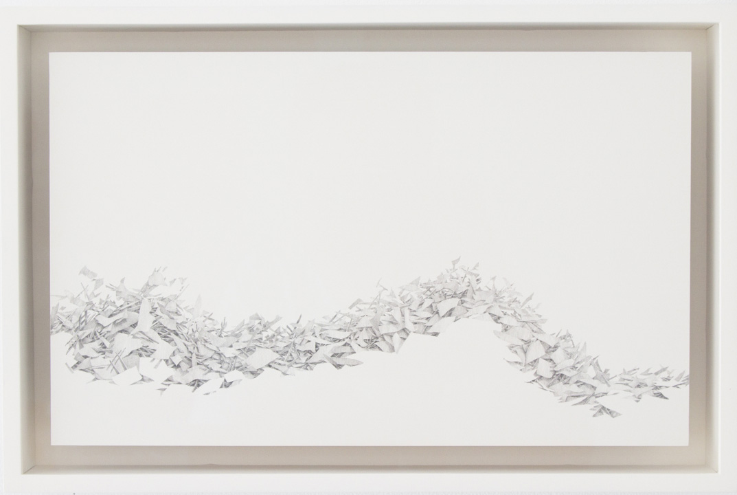 Untitled, 2016, 9.75 x 14.75 inches framed, lead, paper on panel