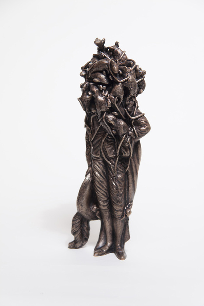 David Poolman, Conquer, 2013, 4 x 4 x 13.5 inches, lost wax bronze casting