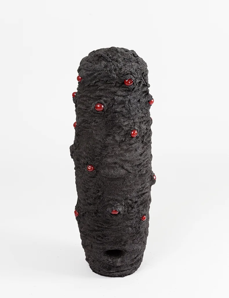 Promises & Threats 1 , 2016 31.5 x 13.5 x 10.5 inches , sand, dye, paper mache, rubber, found object, wood