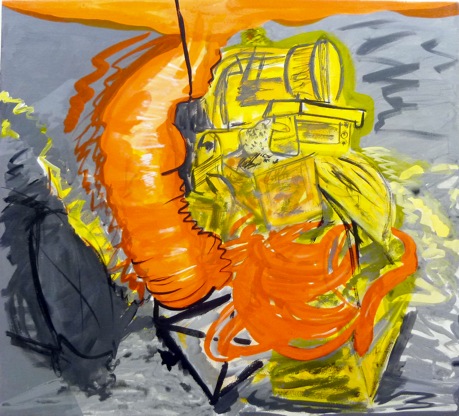 pile by furnace, 2013, 27 x 30 inches, acrylic on canvas