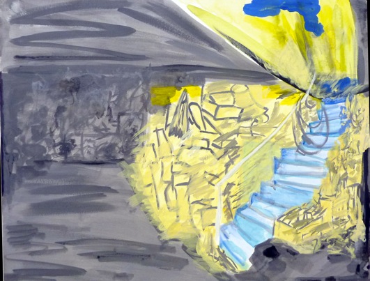 basement stairs pile, 2013, 22 x 28 inches, acrylic on canvas