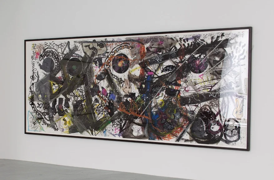 Drawing012-2013/09/21/23:18 , 2013, 59 x 147 inches unframed, 63 x 148.75 inches framed, mixed media