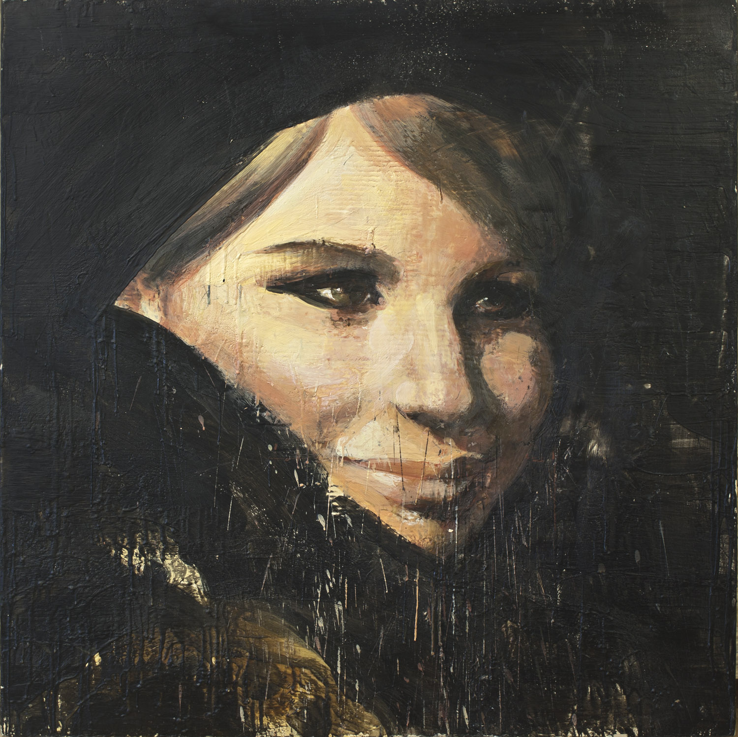 Barbara Streisand , 2010-11, 48 x 48 in, encaustic on canvas