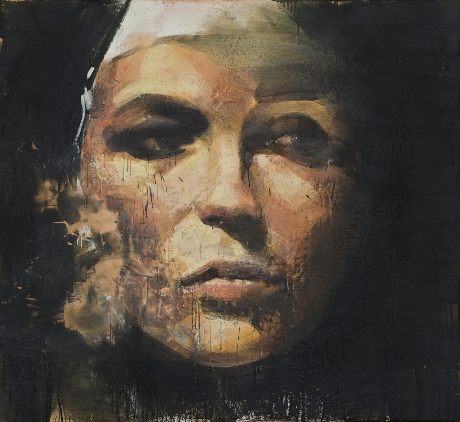 Grey Nun , 2010-11, 54 x 60 in, encaustic, oil pastel on canvas