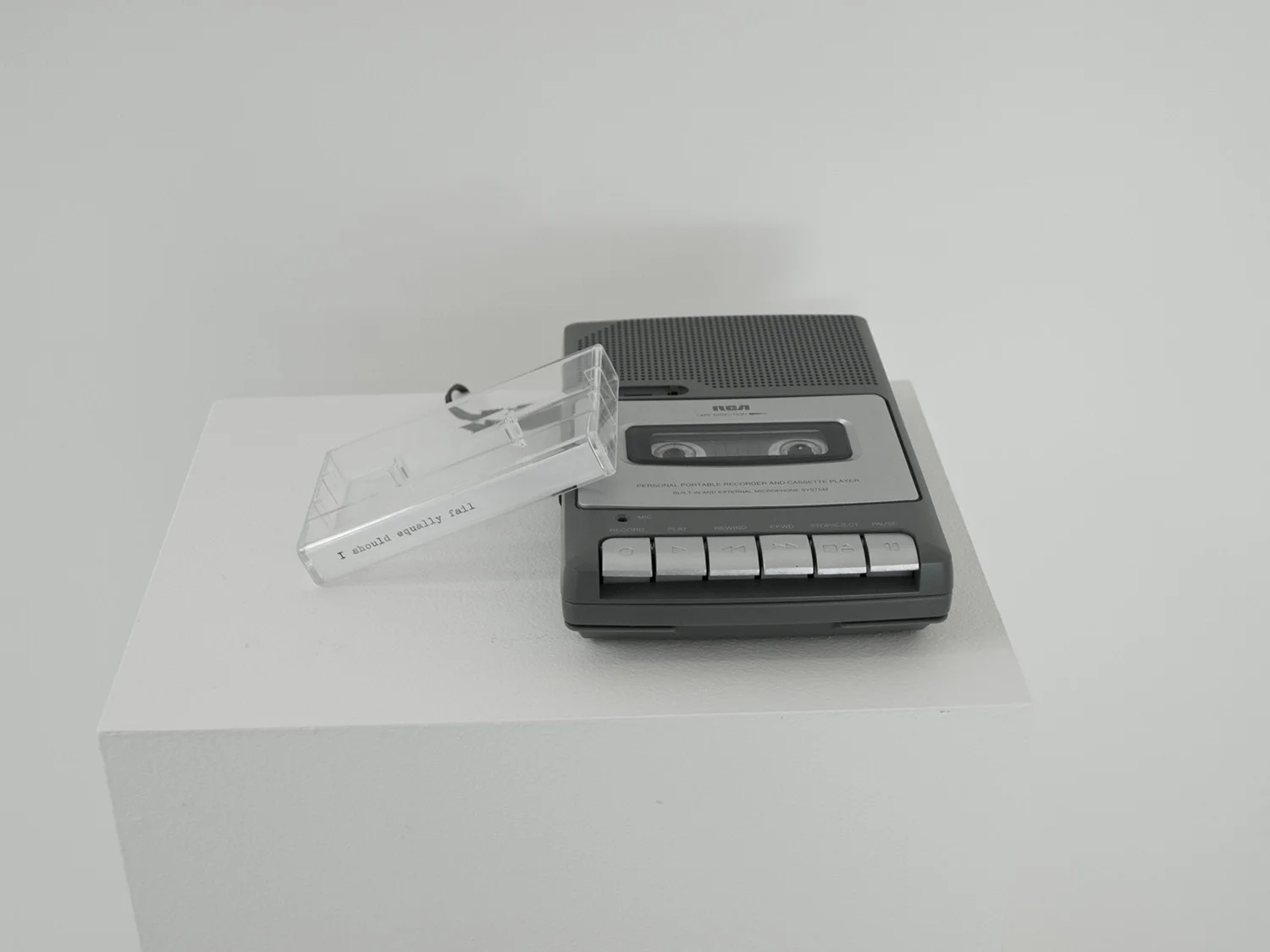 The Rest Is Silence: The Tapes (detail), 2010-11, 12 ft; dimensions variable , 189 cassette tapes with cases, 90 minutes each, tape recorder with built-in speaker