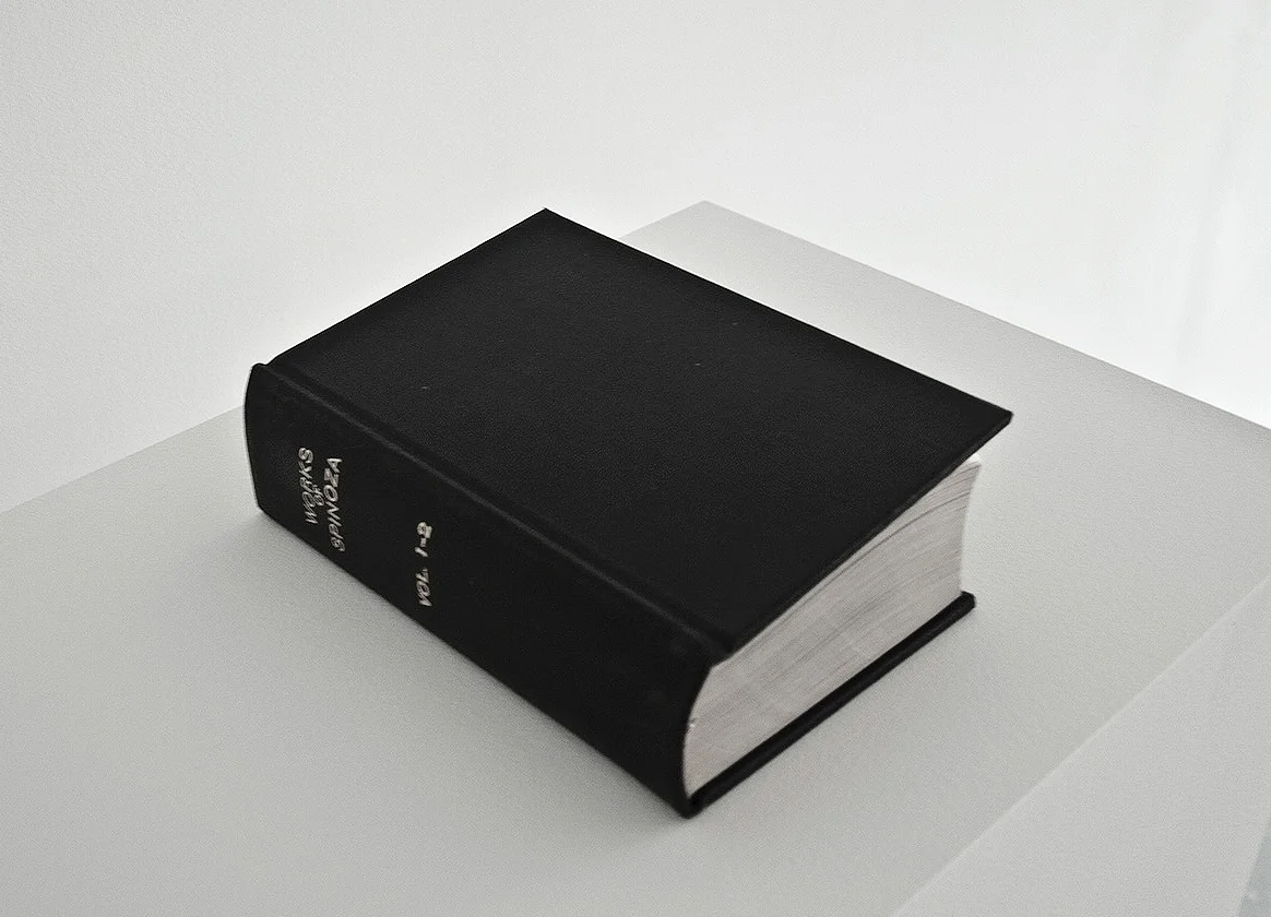 The Rest Is Silence: The Works of Spinoza, 2010-11, 10 x 7.5 in, found book, graphite