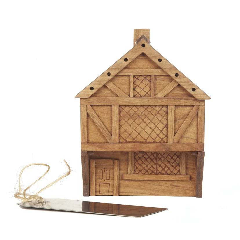 Cherrywood Money Box with Metal Tag