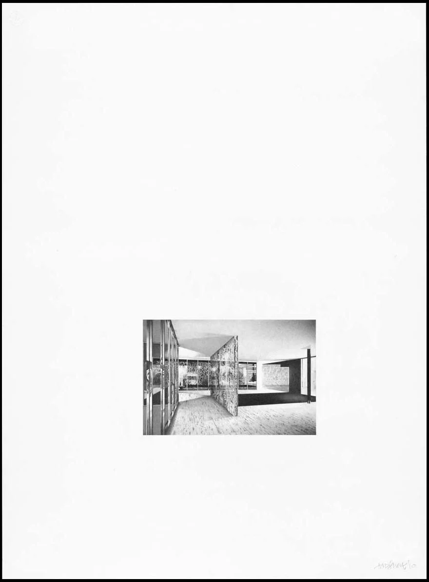 Barcelona Pavilion III, 2010, Image Size: 6 x 9 inches, Paper Size: 30 x 22 inches, graphite on handmade paper