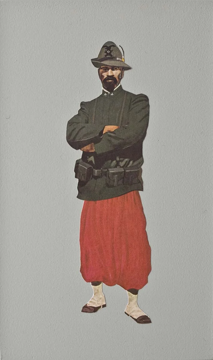 Turn Coat , 2011, 10 x 6 x 3/4 inches, collage, paint, MDF