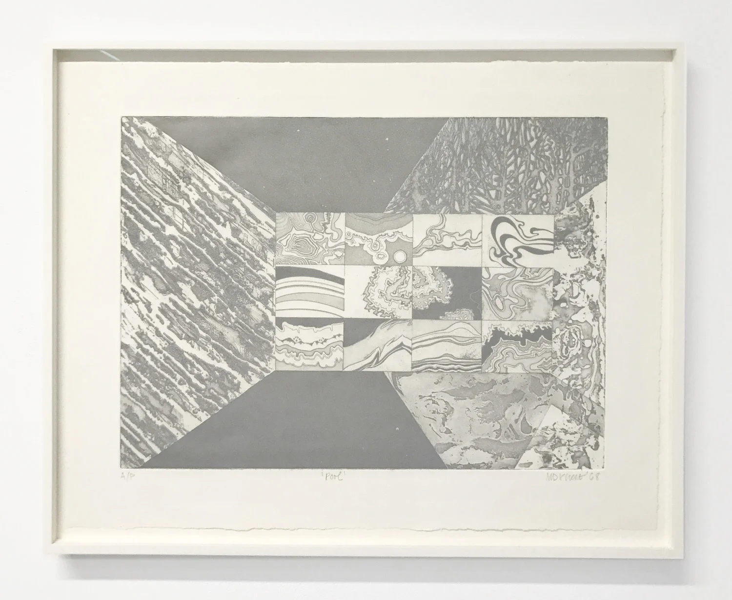Margaret Priest, Pool , 1968, paper: 17.75 x 22.5 inches, etching, silver ink, AP