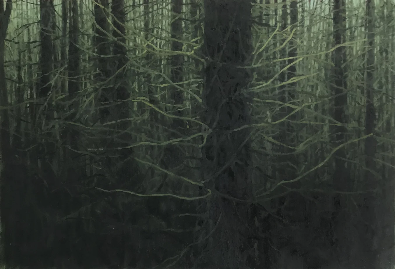 We Age in Darkness Like Wood , 2018, 33 x 48 inches, oil on canvas