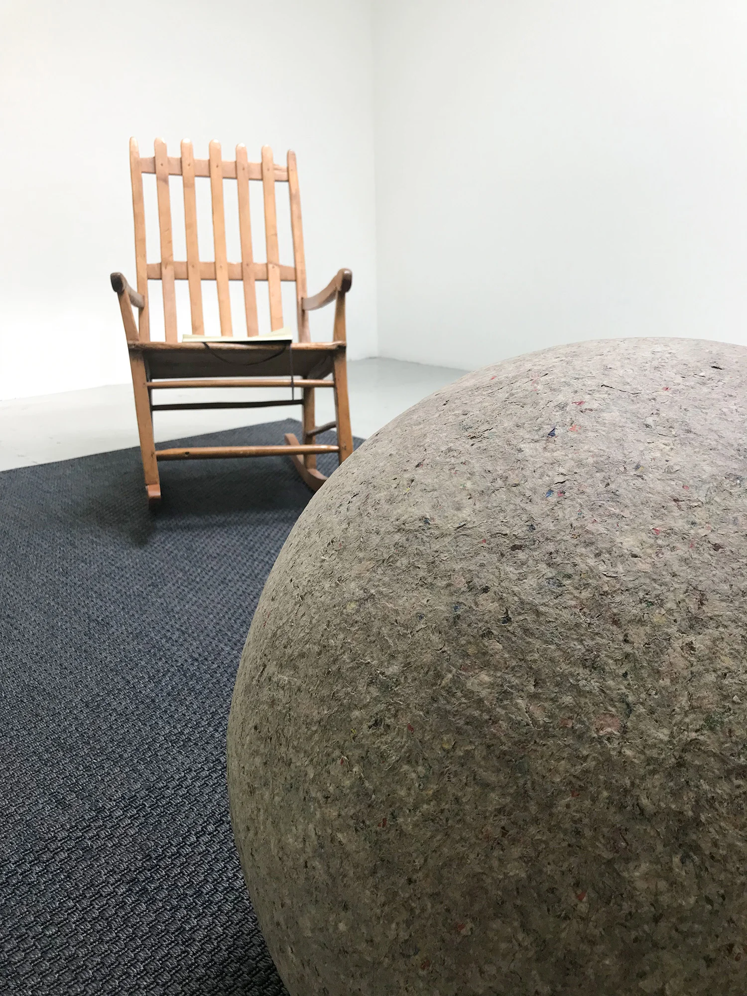 Hyang Cho, Agglomerate , 2018, 24 inches in diameter advertisement flyers, glue