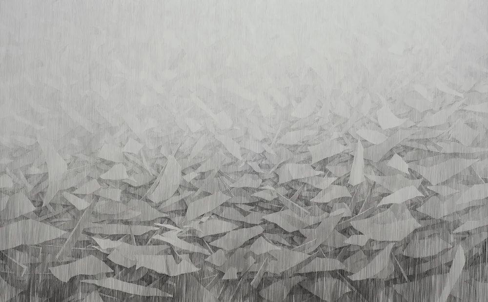 Full Rig , 2016, 34 x 55 inches, lead, paper on panel
