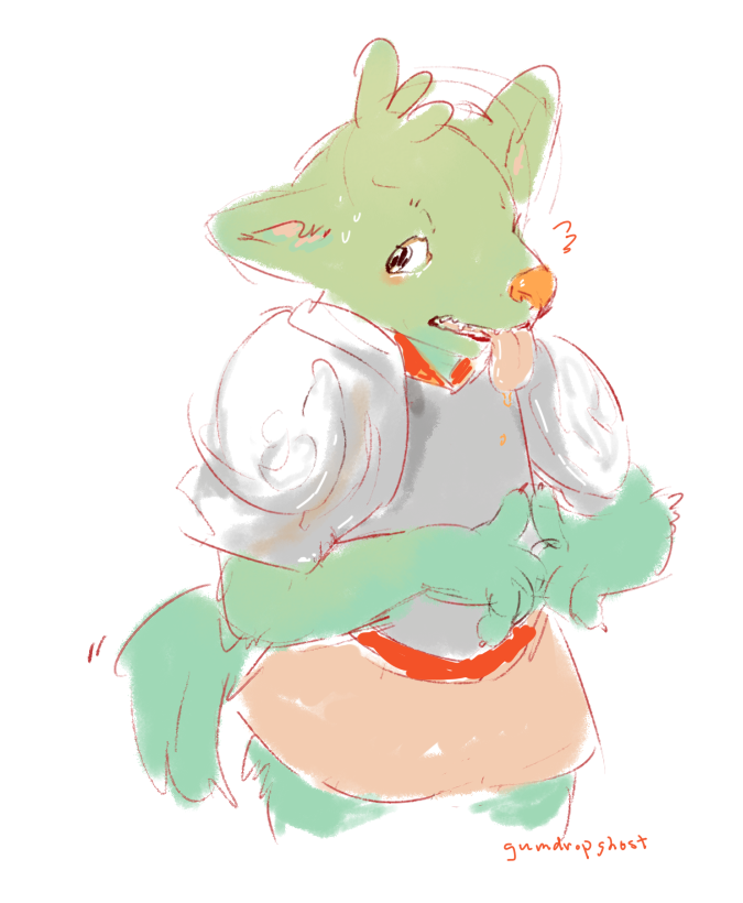 Sketch of a friendly pup in green :>