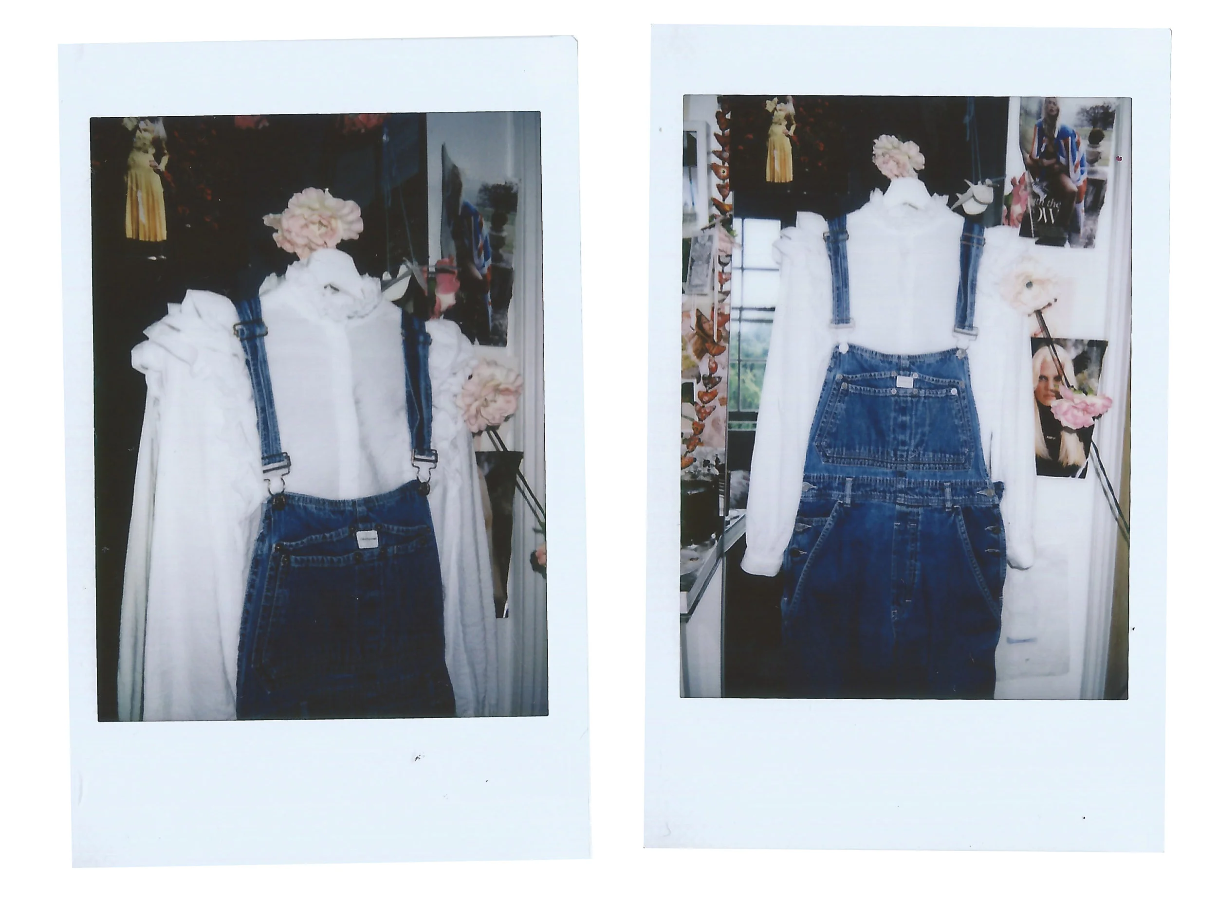 White H&M shirt (similar here ) and dungarees combo