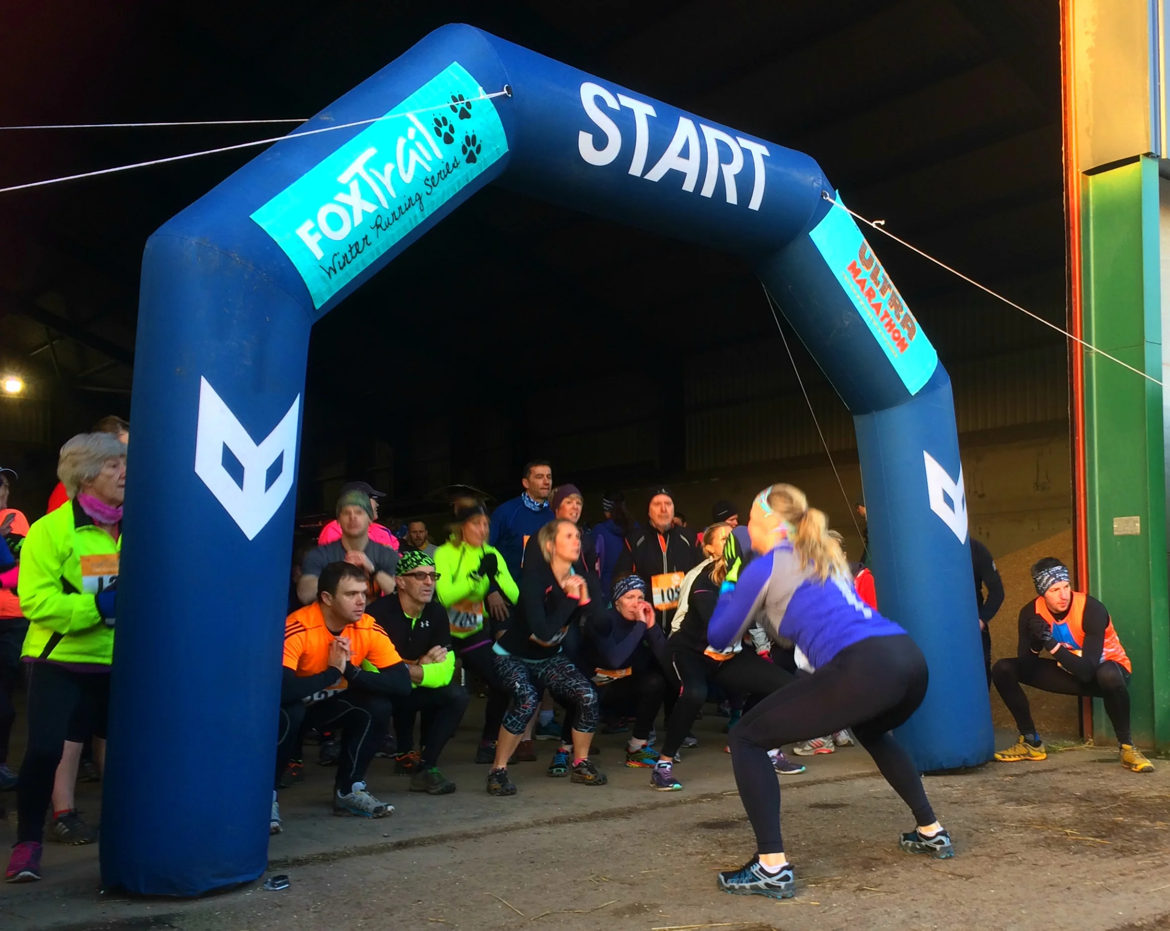 Fitness Soul leading the warm up for the 5k racers 