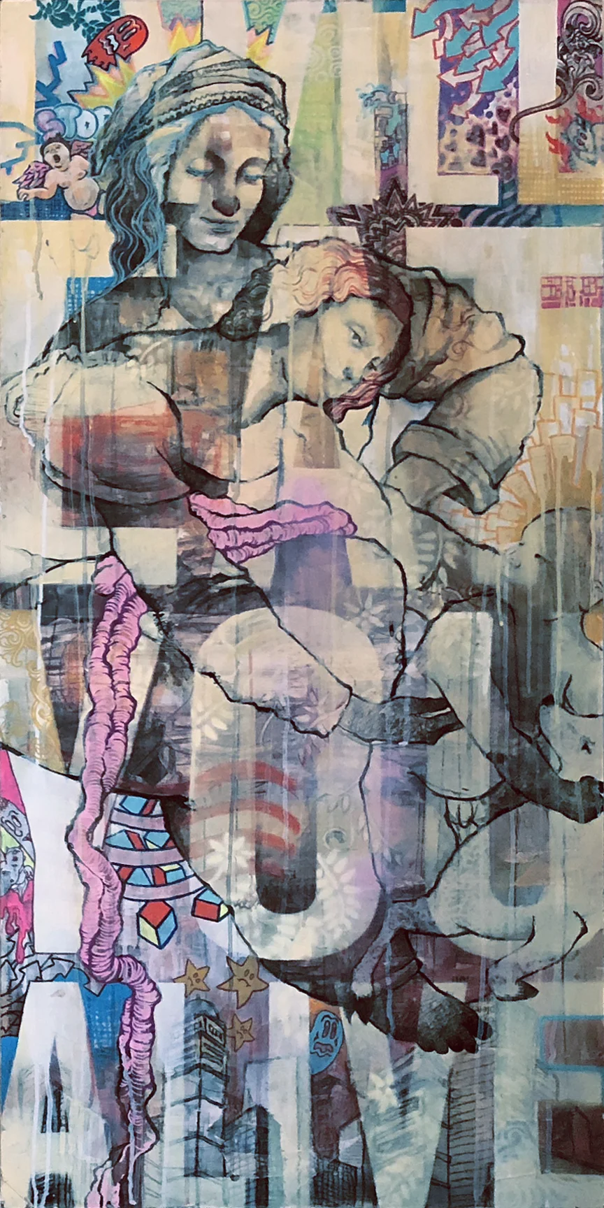 “I Will Eat You Alive” Mixed Media on Panel, 24”x48”