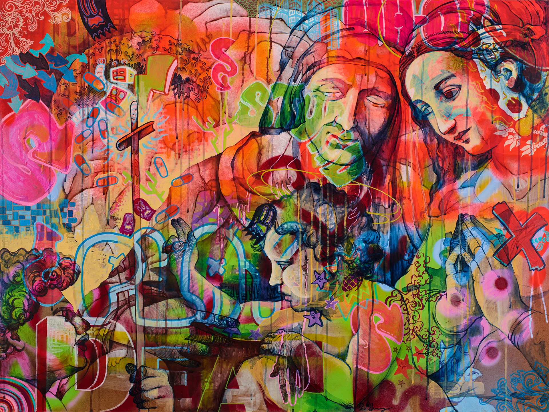 “Stignada” 2018 Mixed Media on Masonite Panel 48”x36”