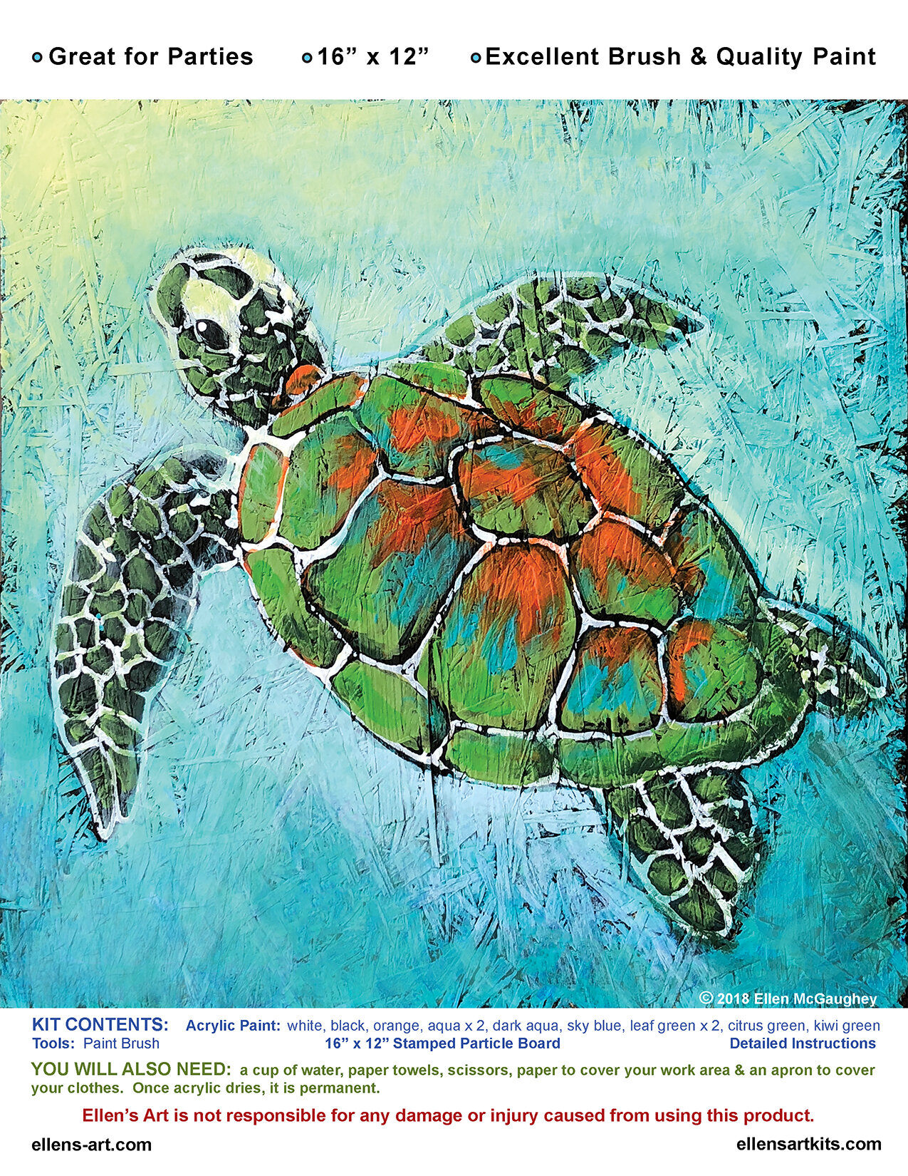 Myrtle the Turtle Art Kit 12 x 16 or 16 x 20 — Ellen's Art / Blessed and  Broken Creations