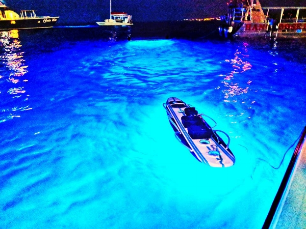 Manta rays night viewing. Hawaii. 2018