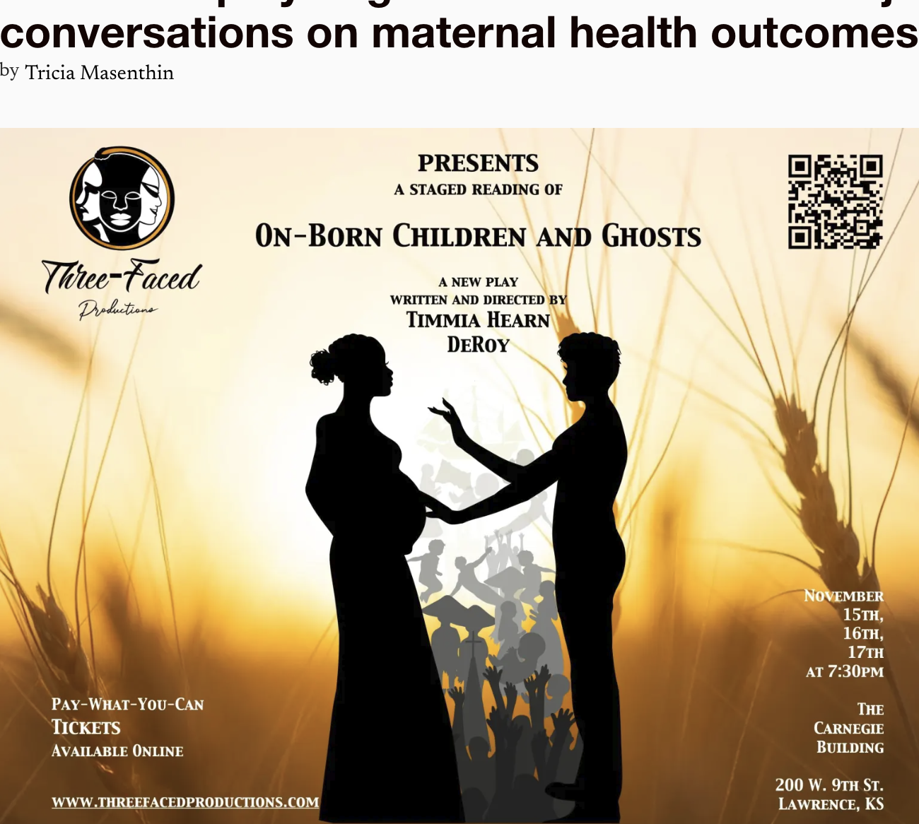 Lawrence playwright invites hometown to join conversations on maternal health outcomes