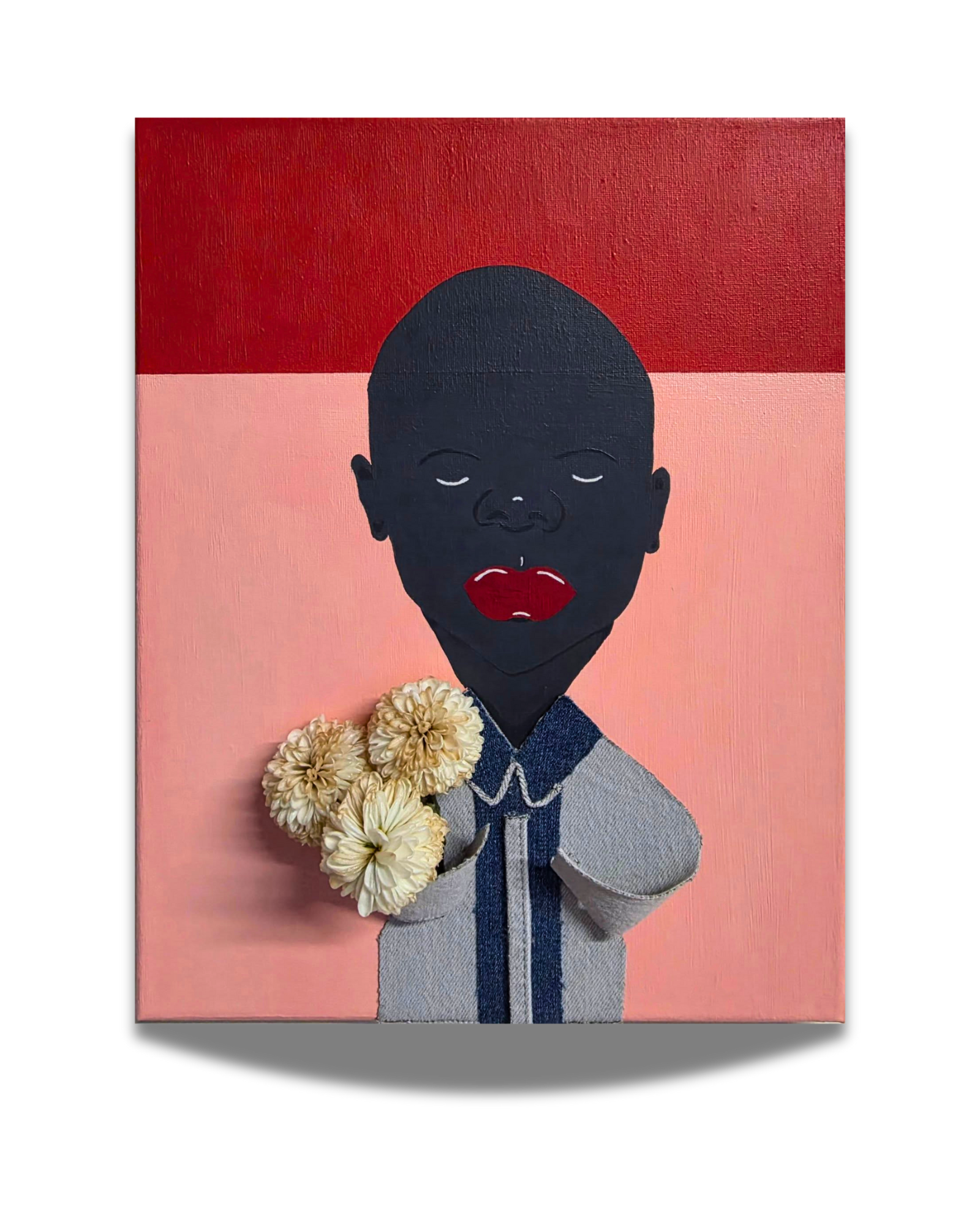  Untitled (Exploration) , 2025
acrylic, denim fabric, & real flowers on stretched canvas
11"x14"
  Email to purchase.  