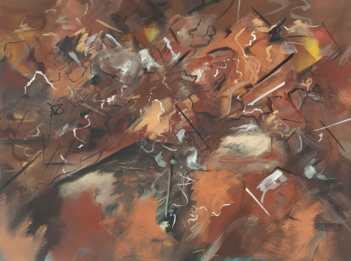 Hollow Structure, charcoal and oil on canvas, 36" x 48" 