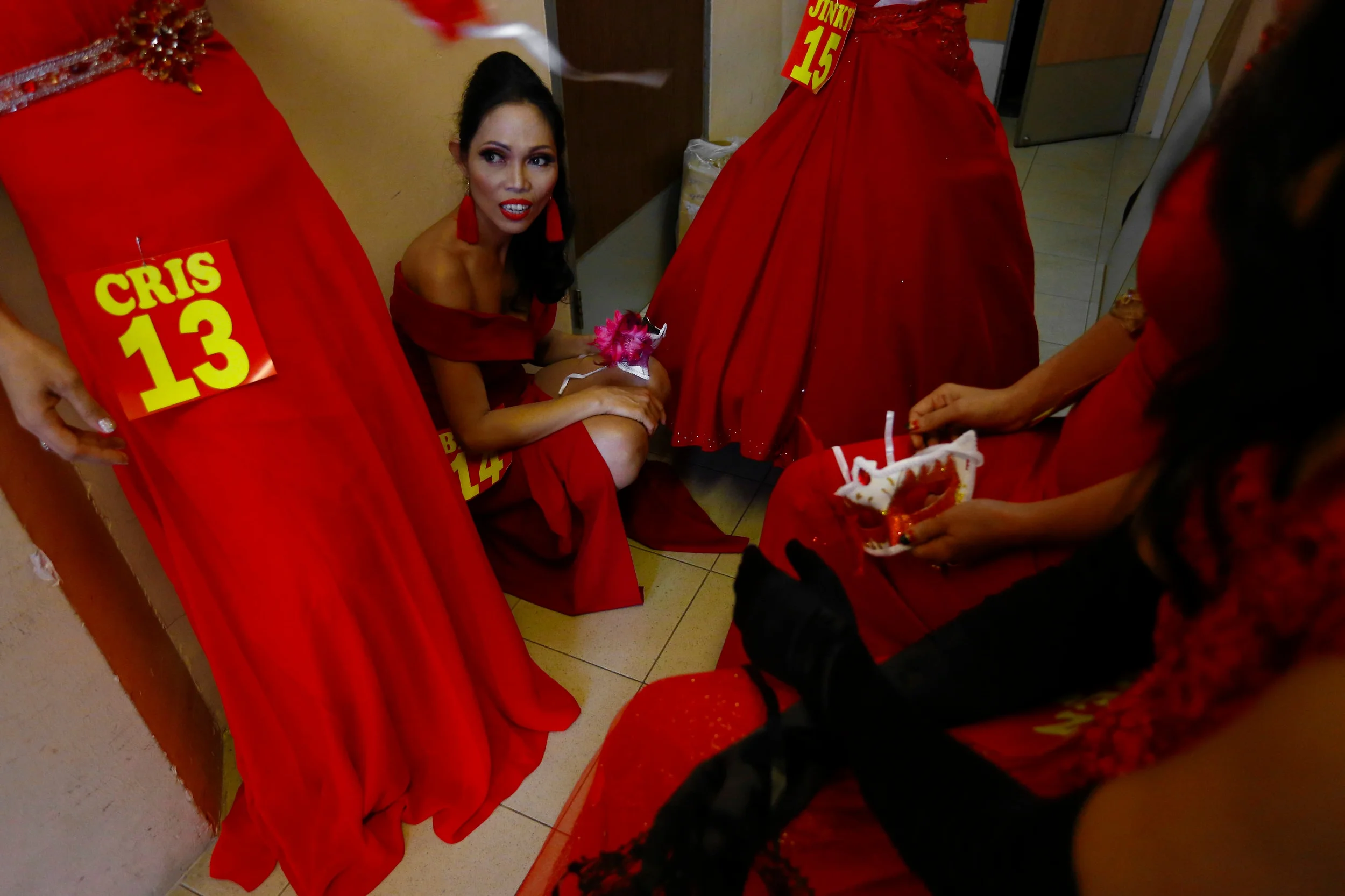 Contestants wait backstage at Rampstar 2018, a beauty pageant organised largely for Filipino domestic helpers in Singapore, July 29, 2018. REUTERS/Feline Lim