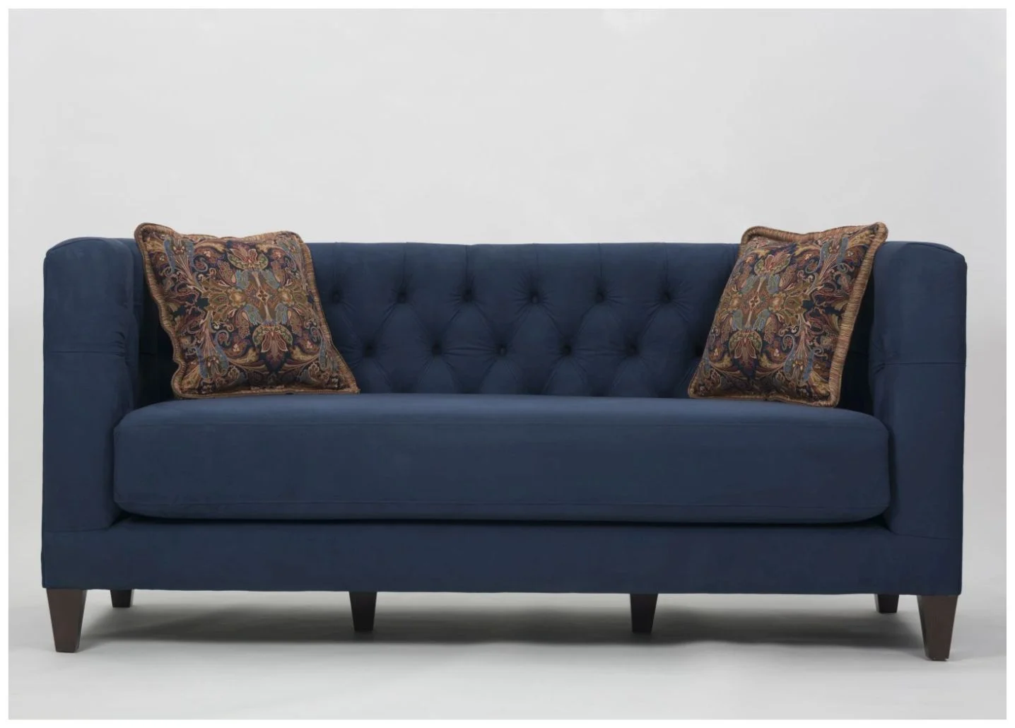 Custom Button Tufted Sofa with Accent Pillows