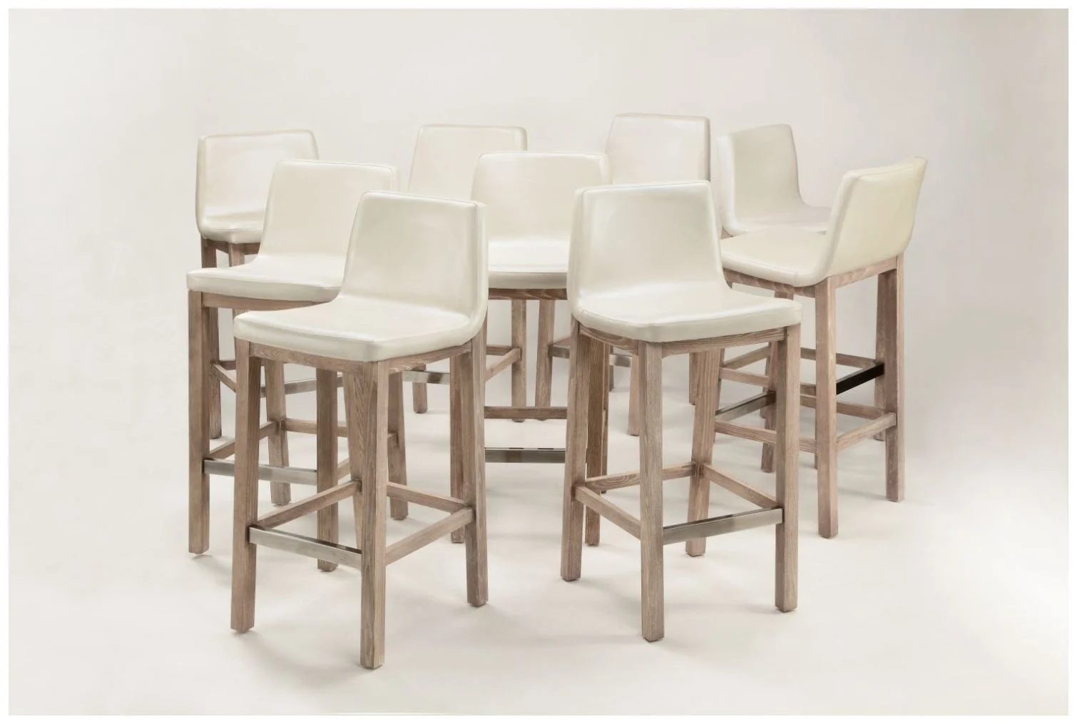 Custom Contemporary Scoop Seat White Barstools