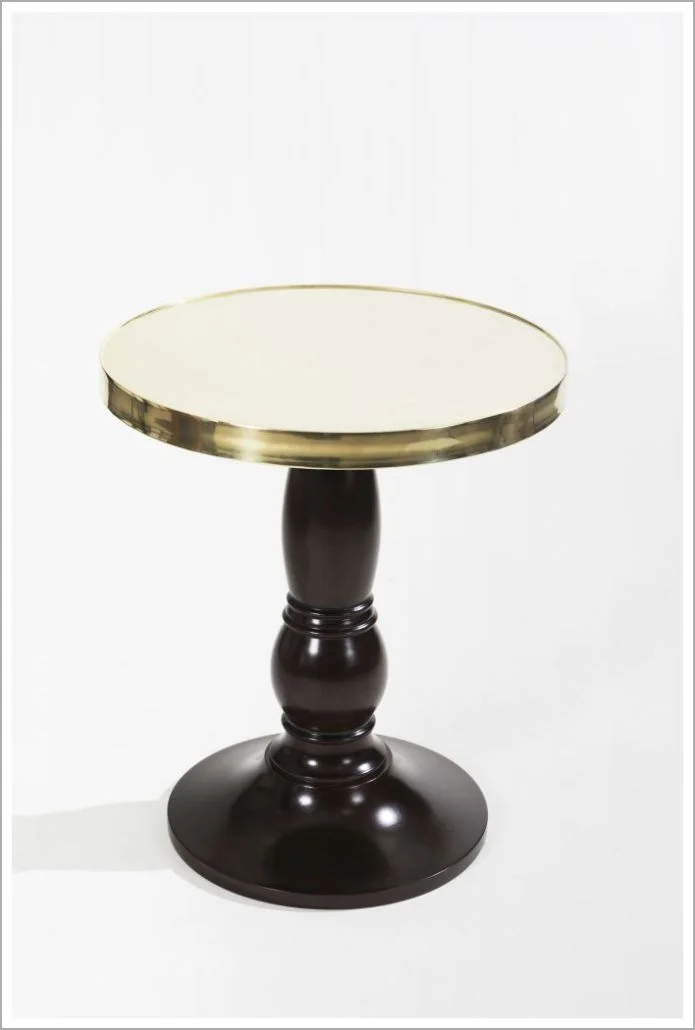 Custom Brass Top Pedestal Table