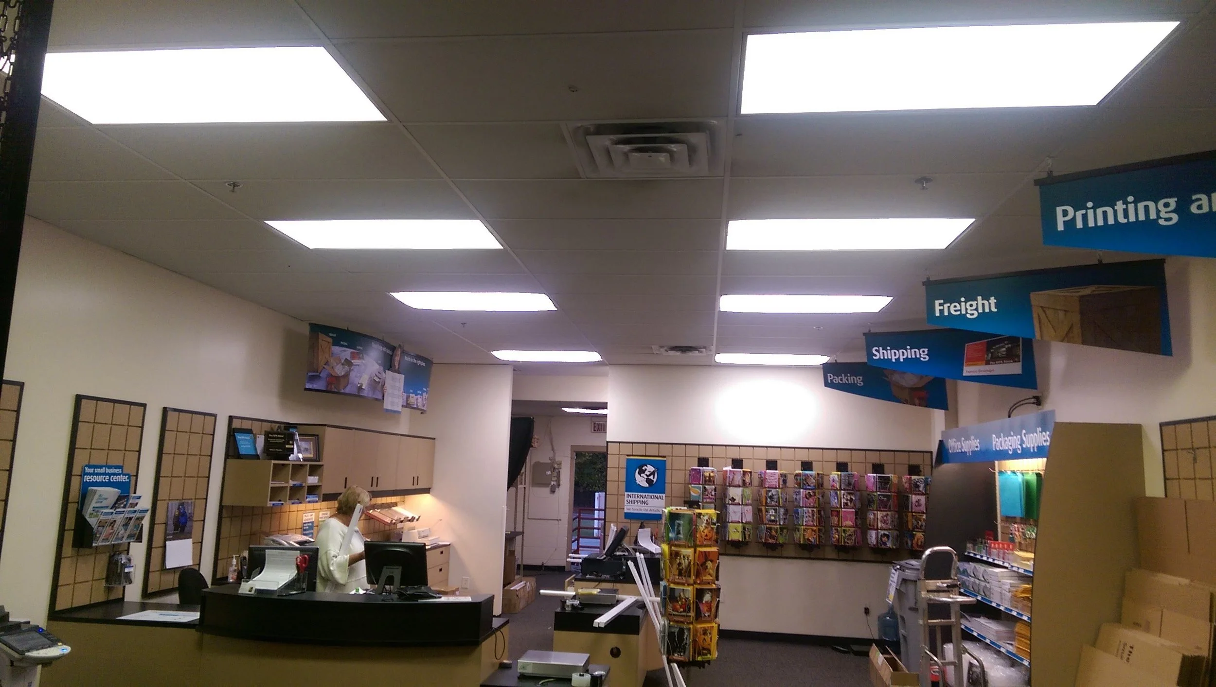 “LED Light Technology converted our store to LED light tubes which made an amazing difference in our store by making it much brighter than the old fluorescent type tubes. This conversion will save us a tremendous amount of time, labor and electrical energy. With more than half of the lights on 24 hours a day this will save us a lot on our energy bills each month. We are very happy with the new lights and wonder why we did not do this sooner,” said Rod Pincumbe, The UPS Store 2059, Johns Creek, Georgia.
