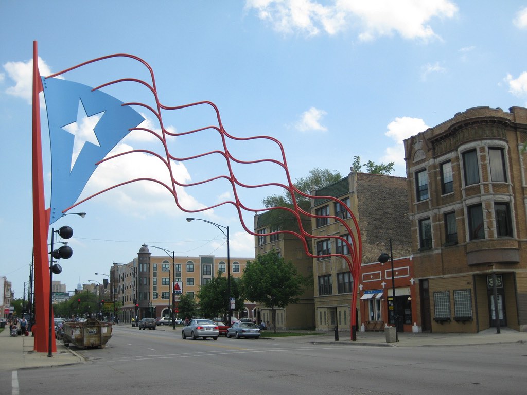 symbolic flag marker for puerto rico town in humboldt park