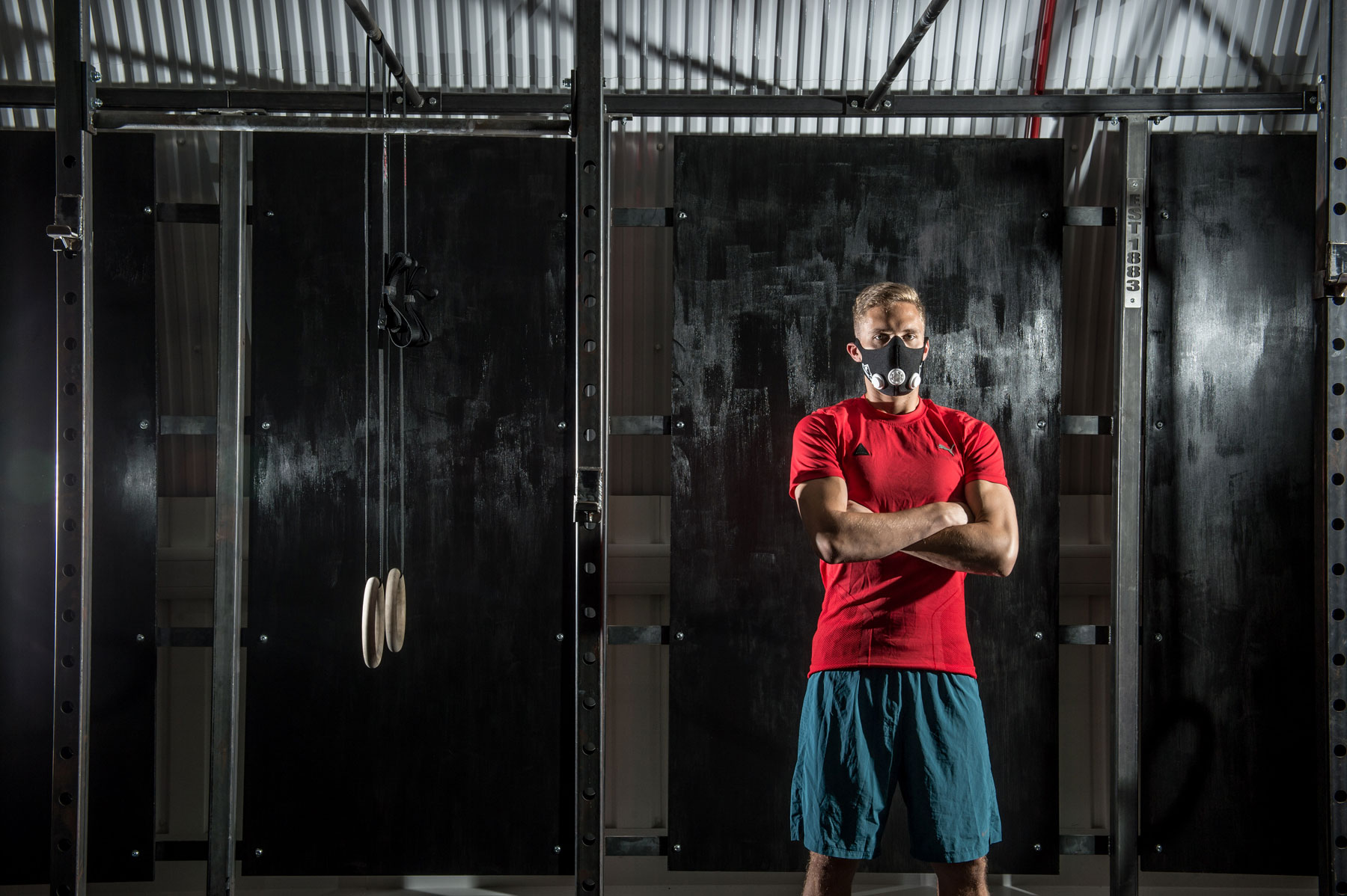 Breathing difficulties: MF's Sam used a training mask to boost cardiovascular fitness, like many of the firefighters that follow the 555 workouts. 