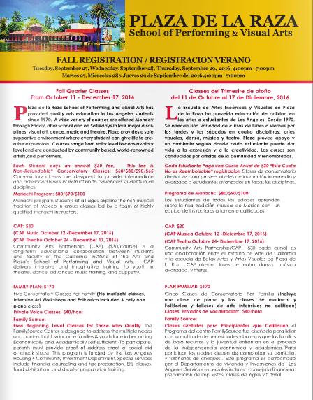 Fall 2016 Schedule + Registration 