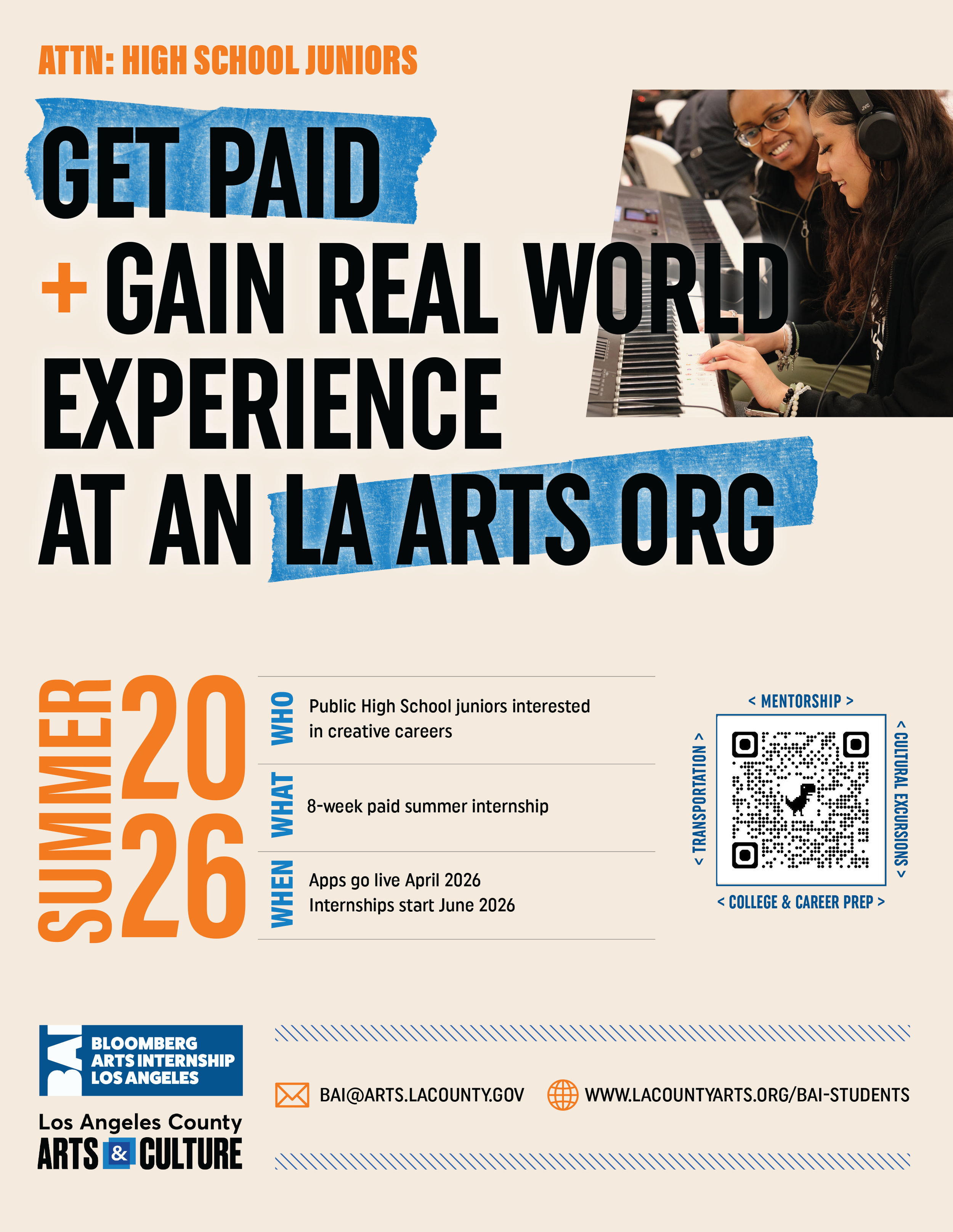 Los Angeles County Bloomberg Arts Internship Program 2026