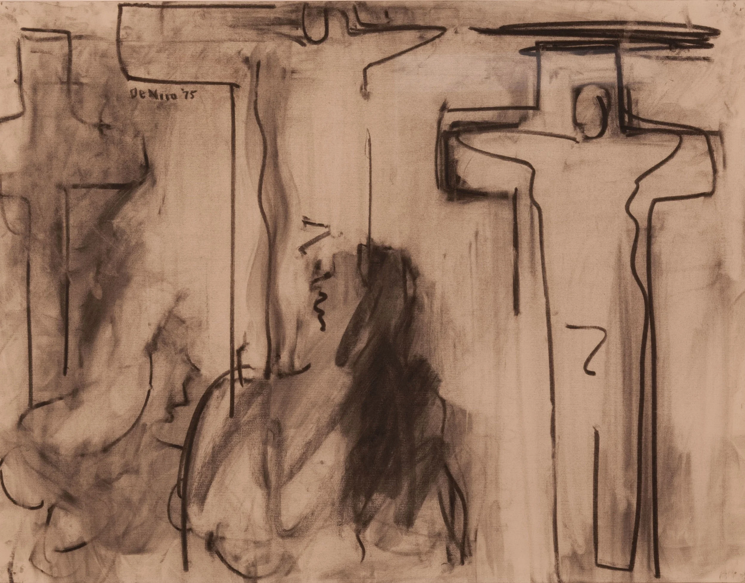 Crucifixion with Three Crosses 1975 Charcoal on paper 19 x 25 inches (48.3 x 63.5