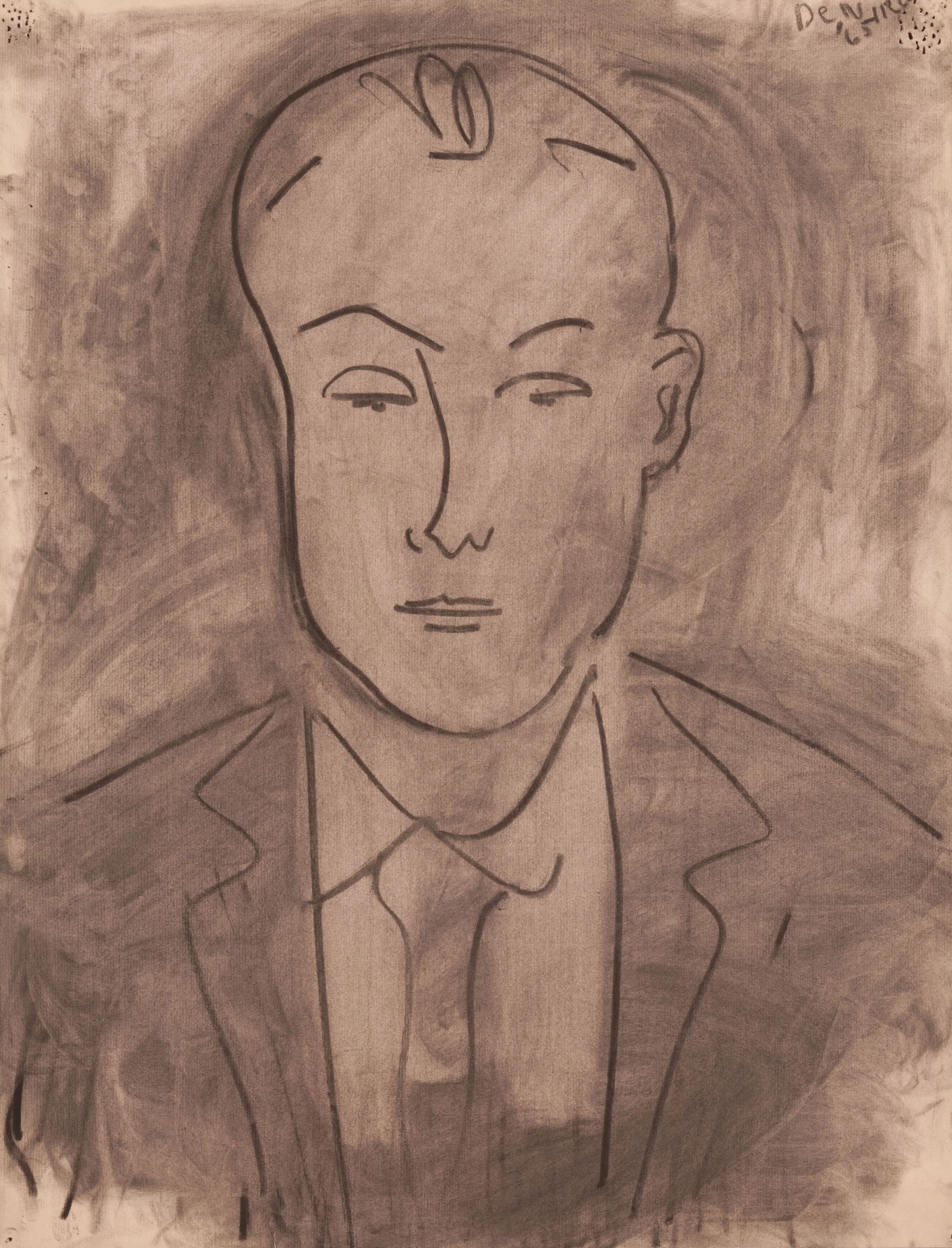 Portrait of a Man in Jacket and Tie 1965 Charcoal on paper 25 1/2 x 19 1/2 inches (64.8 x 49.5 cm) 