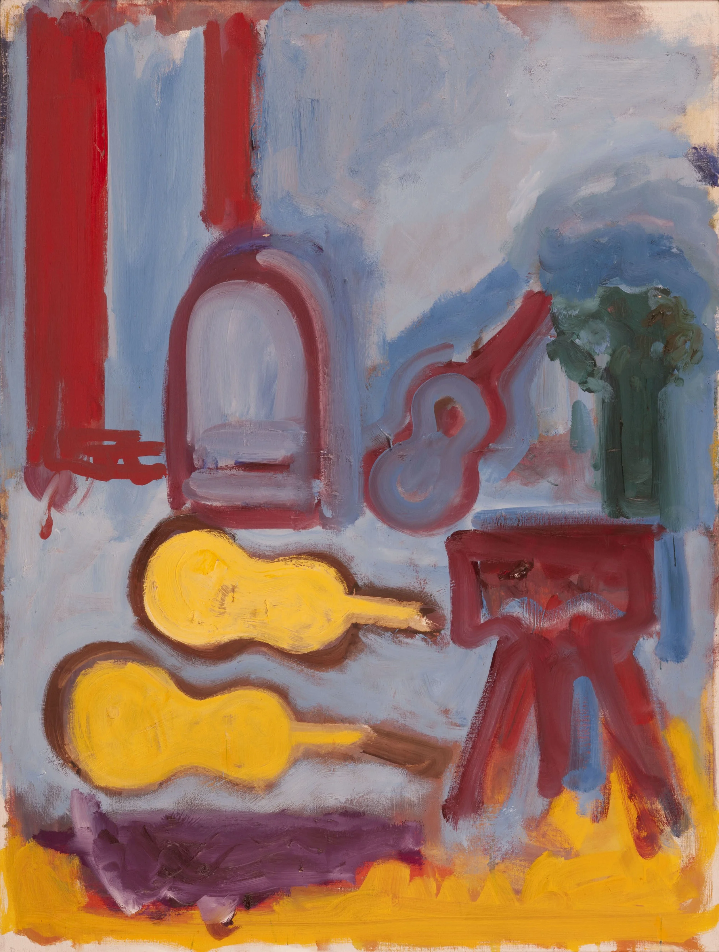 Blue Guitar with Yellow Case Oil on canvas 40 x 30 inches (101.6 x 76.2 cm)