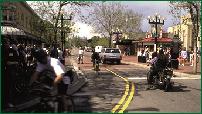 This narrowed street in Boulder, Colorado, successfully accommodates bicycles and a pedestrian crossing, while calming traffic.