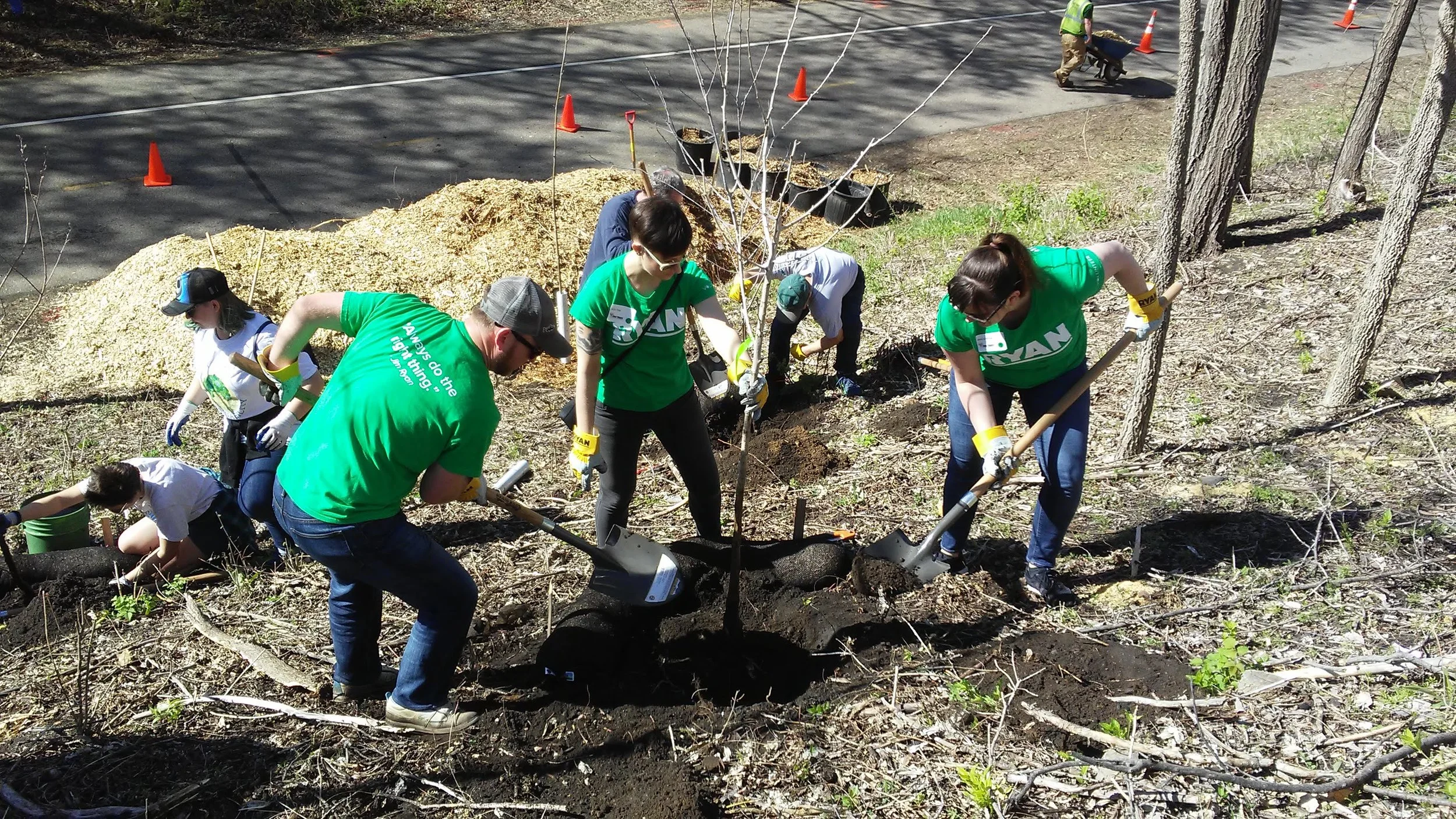 Planting trees at Arbor Day 2019 Read more about our 2019 Arbor Day event! 2018 Arbor Day