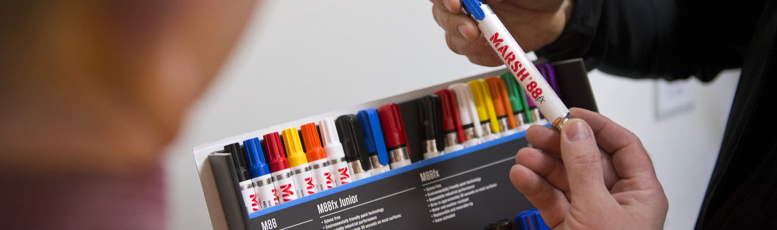MARSH (R) MARKERS Valve-operated and capillary. Can mark on any surface. Fast-drying, permanent, waterproof, light-resistant and stay wet for thousands of uses. PDF