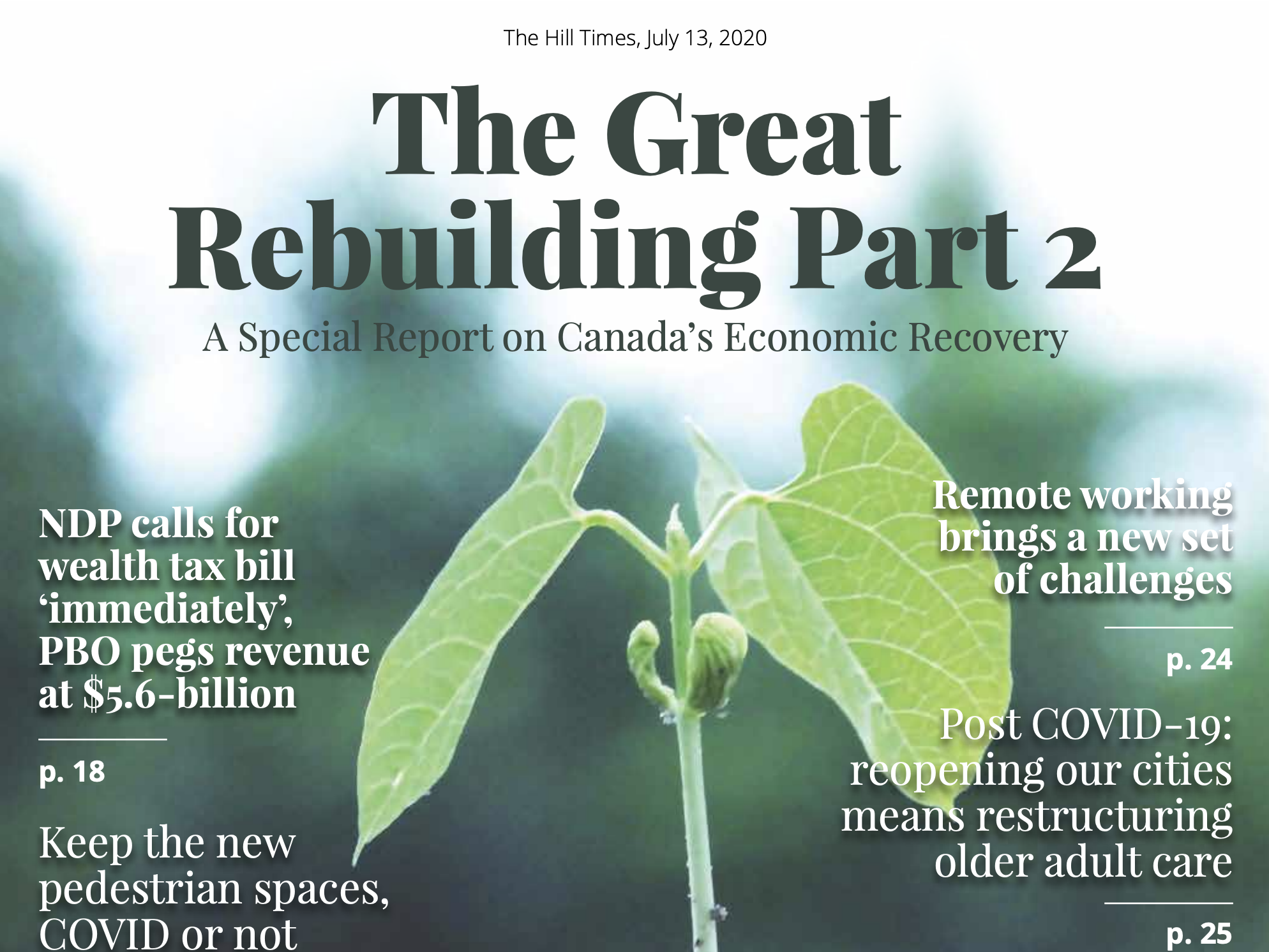 The Hill Times: Post COVID-19: reopening our cities means restructuring older adult care, July 13 2020 