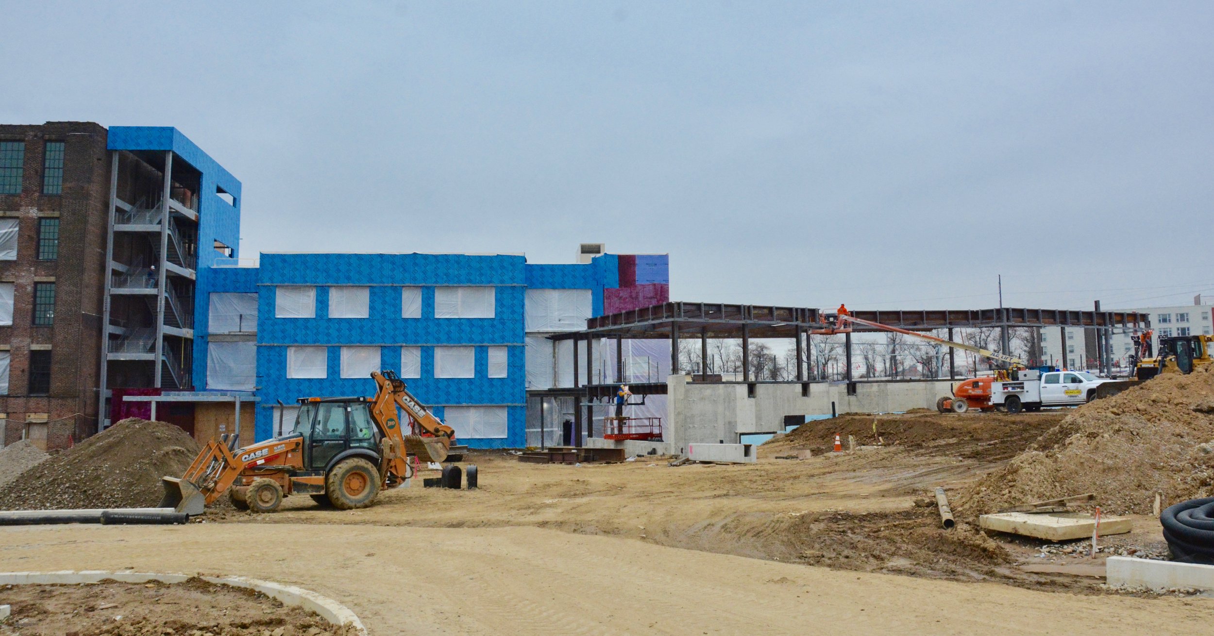  View of the school from the back entrance and parking lot 