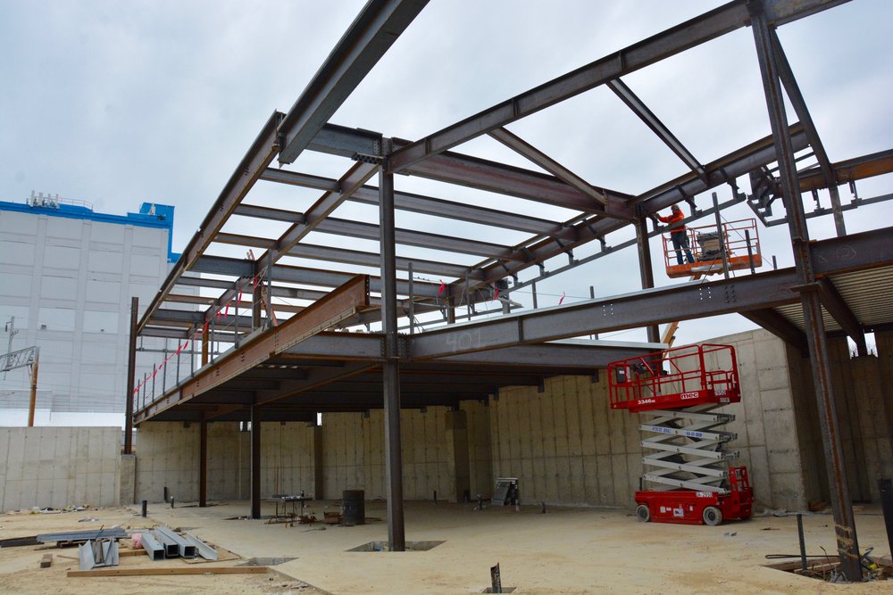  Steel framing of the fitness center and locker rooms 